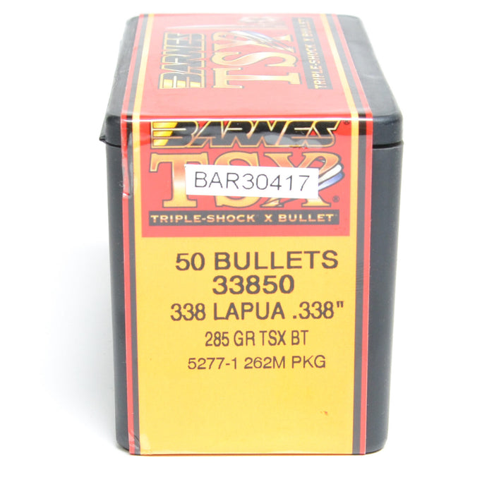 Barnes .338 Diameter 285 Grain Solid Hollow Point TSX 50 Count Bullets