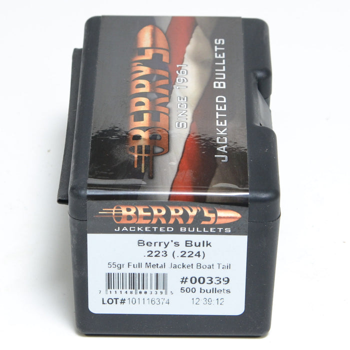 Berry's .224 Diameter 55 Grain Full Metal Jacket Bullets