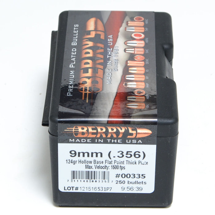 Berry's .356 Diameter 124 Grain Hollow Base Flat Point 250 Count Bullets