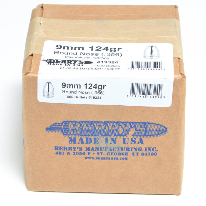 Berry's .356 Diameter 124 Grain Round Nose Bullets
