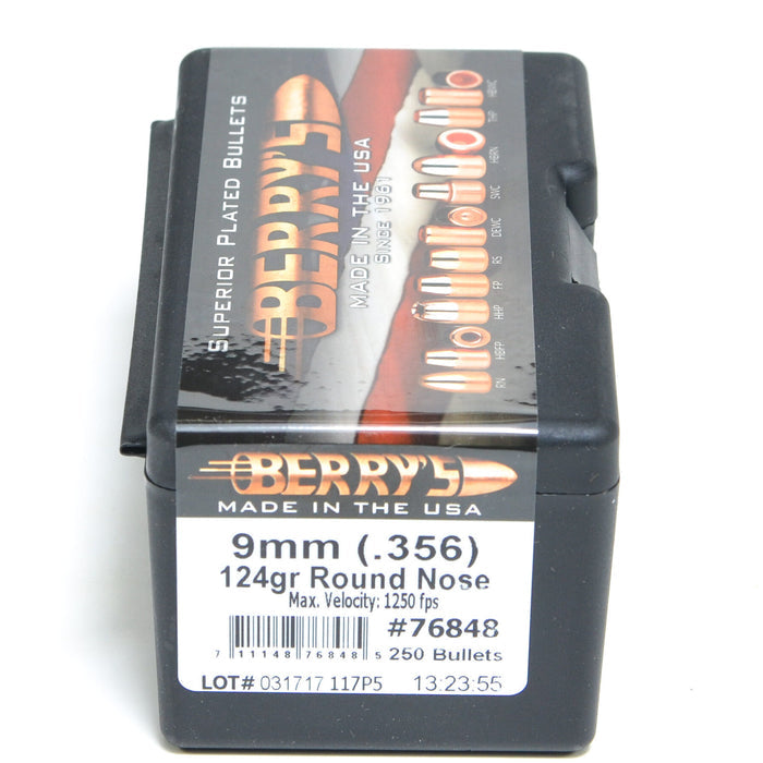 Berry's .356 Diameter 124 Grain Round Nose Bullets