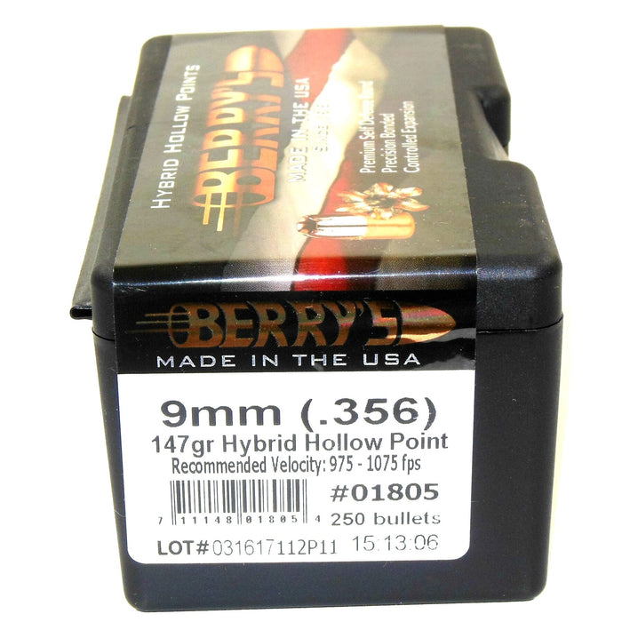 Berrys .356 / 9mm 147 Grain Hybrid Hollow Point (250)