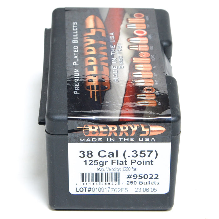 Berry's .357 Diameter 125 Grain Flat Point Bullets (38 Special, 357 Magnum)