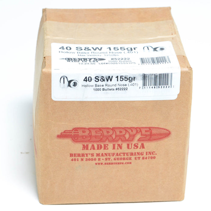 Berry's .401 Diameter 155 Grain Hollow Base Round Nose Bullets