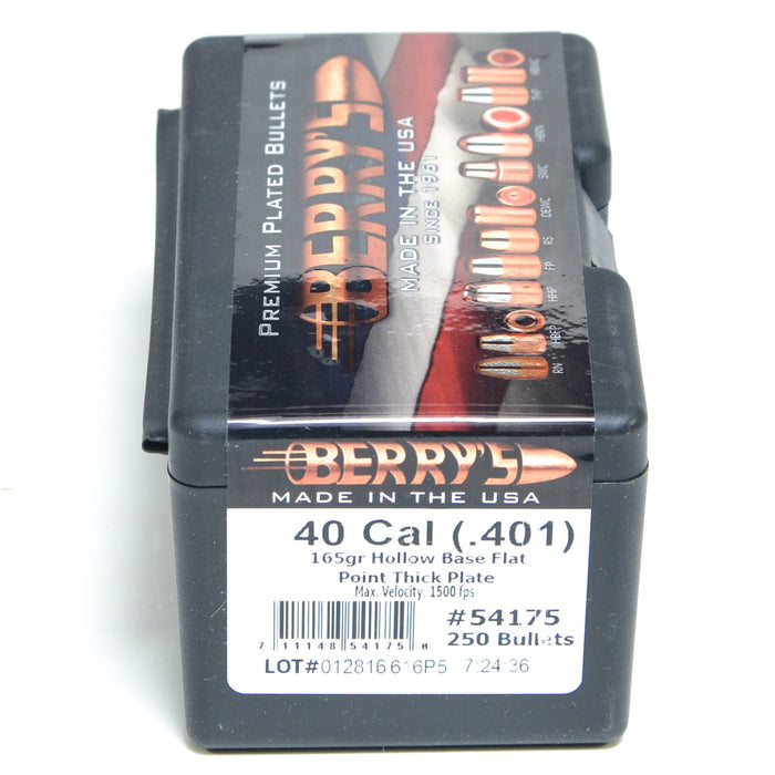 Berry's .401 Diameter 165 Grain Hollow Base Flat Point Bullets