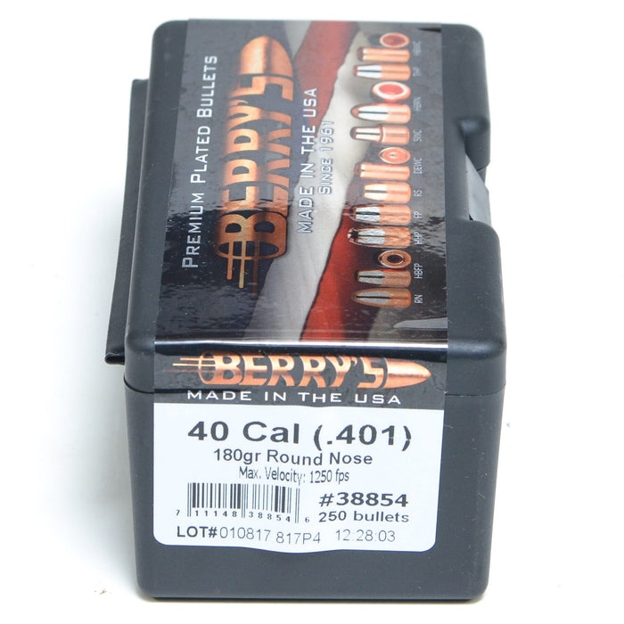 Berry's .401 Diameter 180 Grain Round Nose Bullets