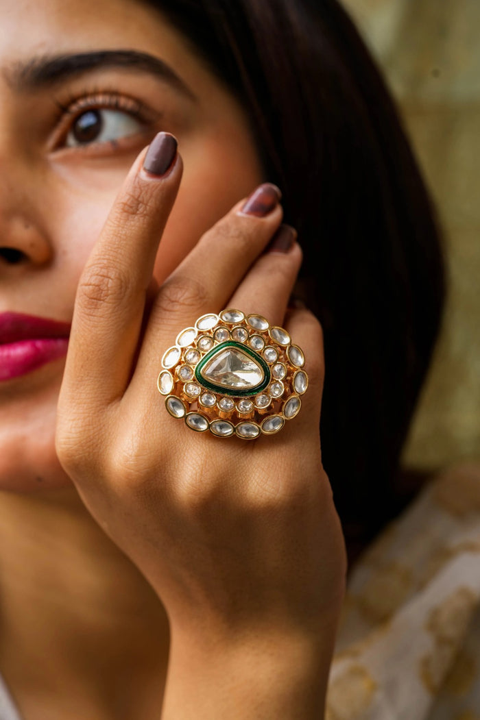 Bharani Gold Plated Adjustable Ring