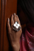 Bhuvi Oxidised Free Size, Adjustable Ring