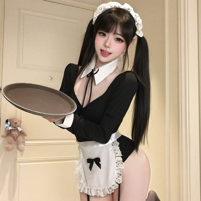Bunny girl lace bodysuit and skirt detail