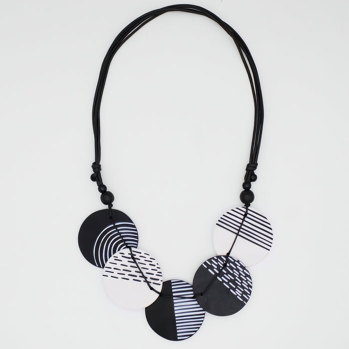 Black Harlowe Round Disc Necklace - Sylca Designs - Chunky Jewelry