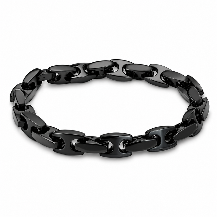 Black Stainless Steel Marina Chain Link Bracelet