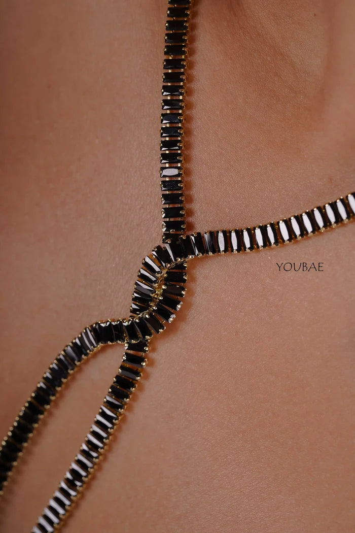Black Statement Criss Cross Neckpiece