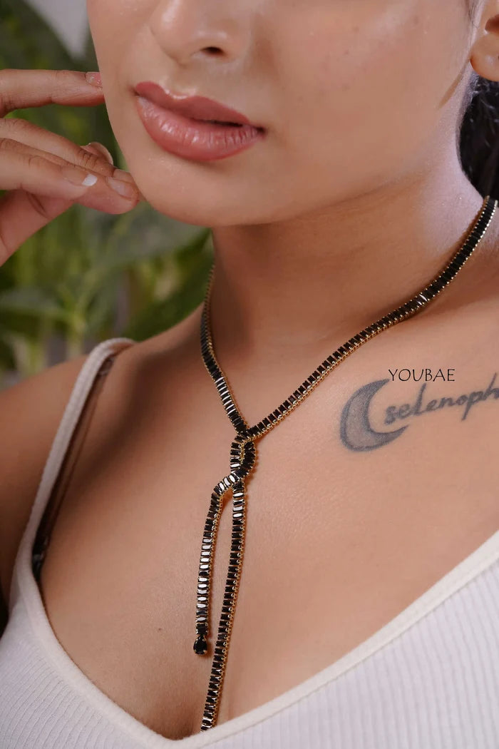 Black Statement Criss Cross Neckpiece