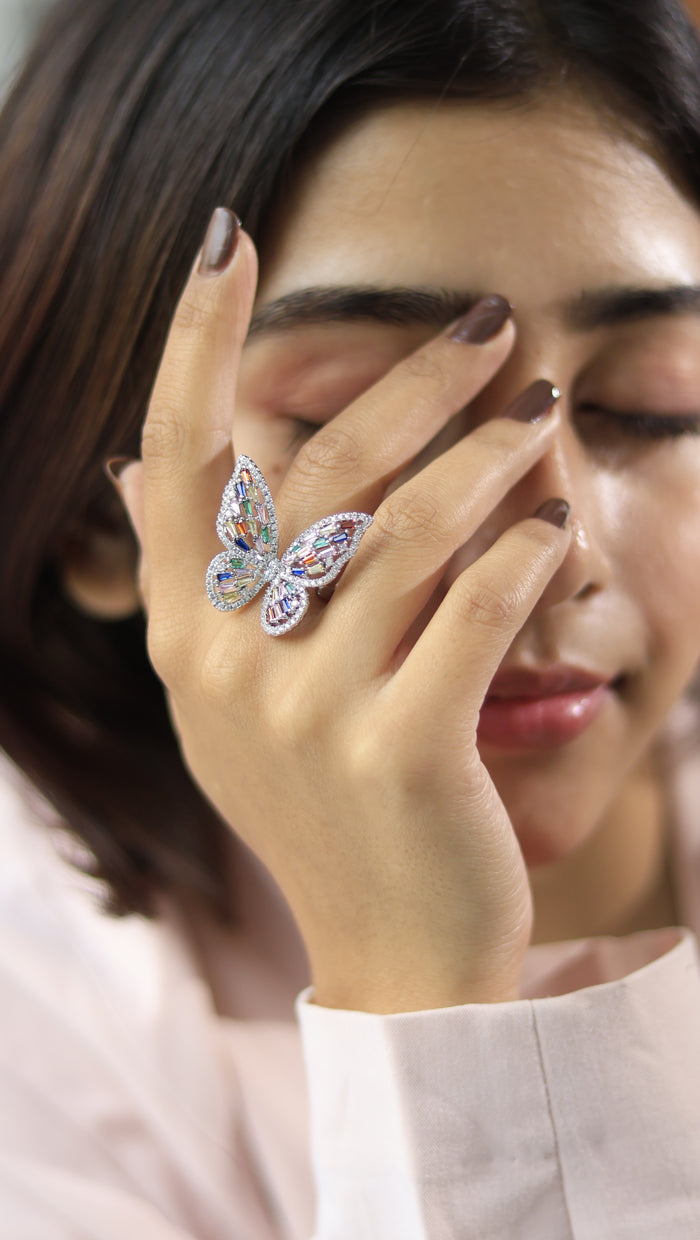 Butterfly Statement Free Sized Adjustable AD Ring