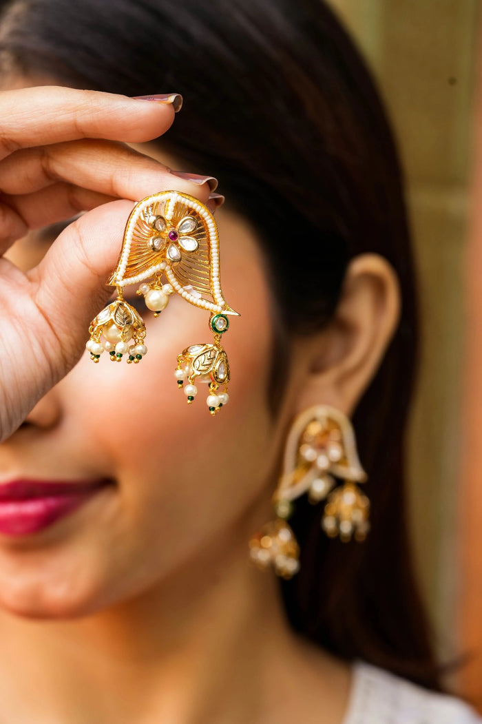 Chitraki Kundan Gold Plated Fusion Earrings