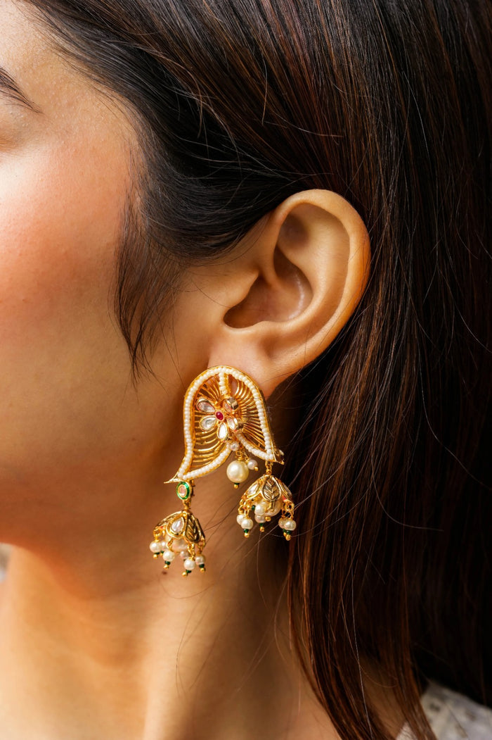 Chitraki Kundan Gold Plated Fusion Earrings