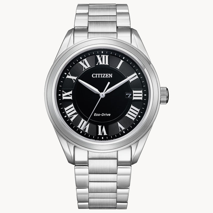Citizen AW1690-51E Arezzo – Men’s Eco-Drive Stainless Steel Black Dial Roman Numeral Watch