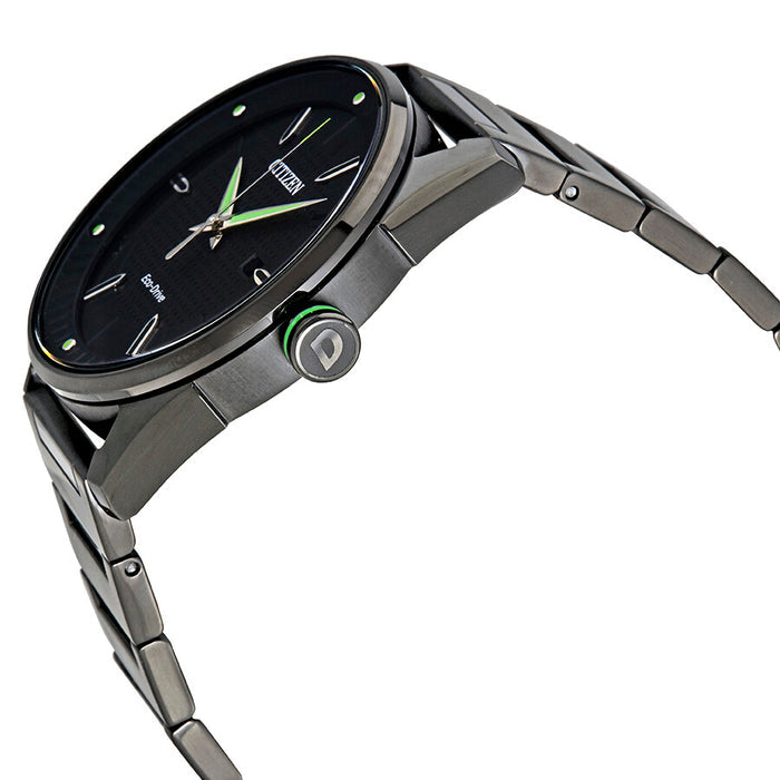 Citizen BM6985-55E CTO Drive – Men’s Eco-Drive Black Ion-Plated Stainless Steel Black Dial 42mm Watch with Green Accents