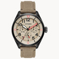 Citizen BU2055-08X Chandler Eco-Drive – Men’s Black Ion-Plated Stainless Steel Beige Dial Khaki Nylon Strap Multifunction Watch