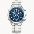 Citizen CA0430-54M Eco-Drive Chronograph – Men’s Stainless Steel Blue Dial 100M WR Watch