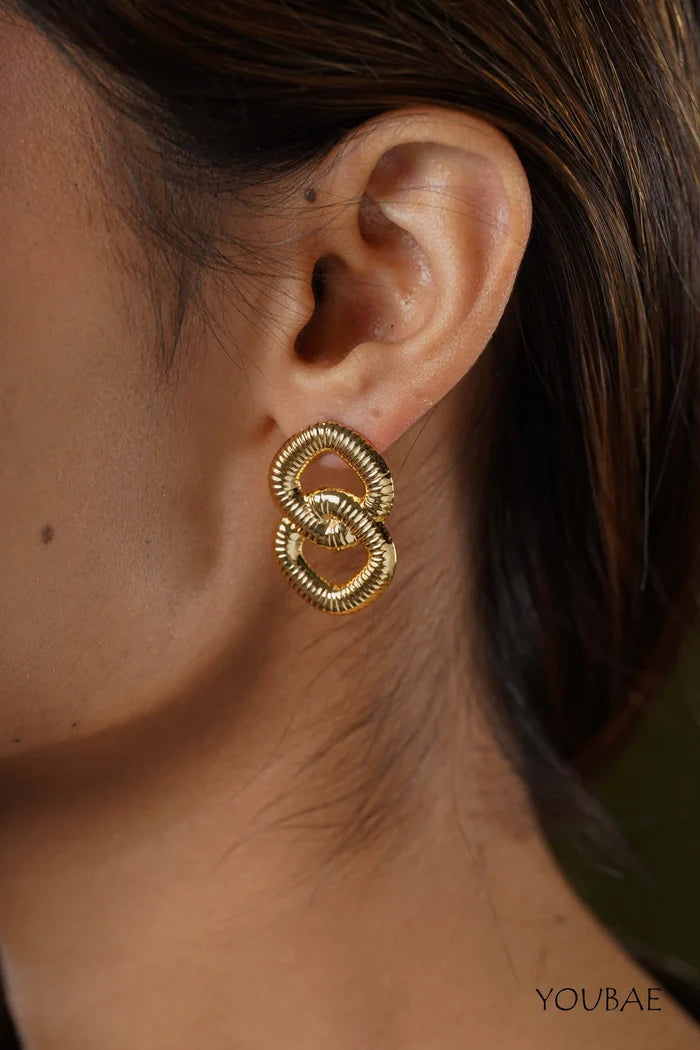 Classy Linked Studs, Anti-Tarnish Steel Earrings