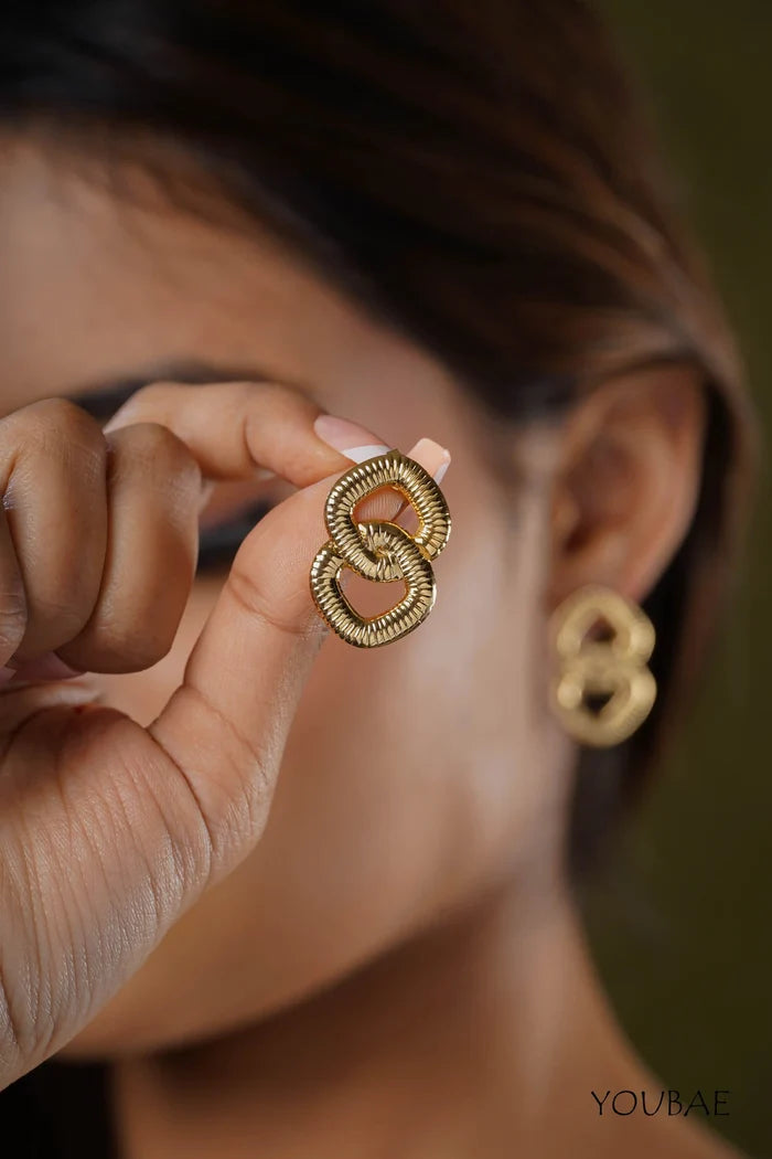 Classy Linked Studs, Anti-Tarnish Steel Earrings