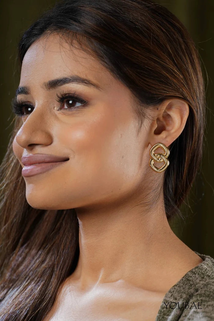Classy Linked Studs, Anti-Tarnish Steel Earrings