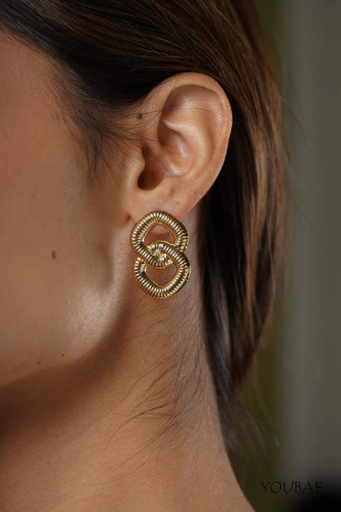 Classy Linked Studs, Anti-Tarnish Steel Earrings