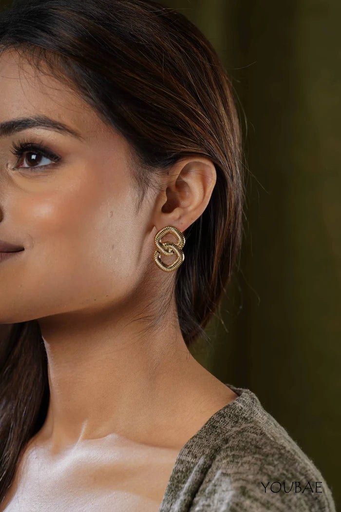 Classy Linked Studs, Anti-Tarnish Steel Earrings