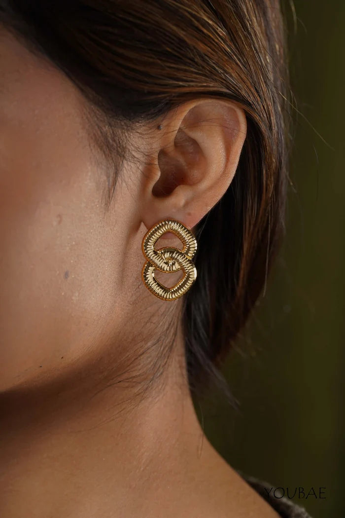 Classy Linked Studs, Anti-Tarnish Steel Earrings