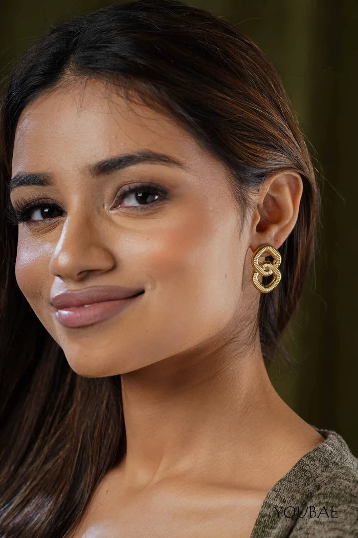 Classy Linked Studs, Anti-Tarnish Steel Earrings