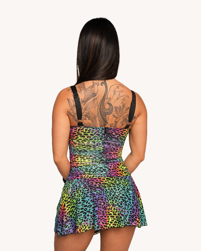 Cosmic Jungle Cutout O-Ring Mesh Dress