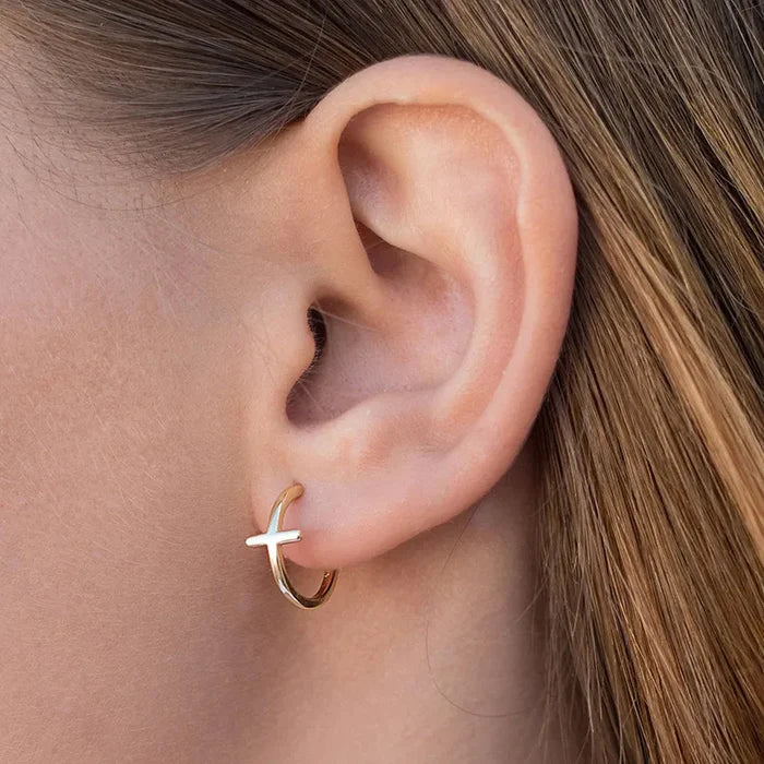 Cross Mini Hoops