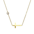 Cross Necklace w CZ Stone
