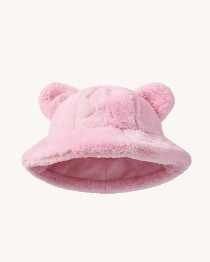 Cutesy Wootsy Bear Plush Bucket Hat - Pink