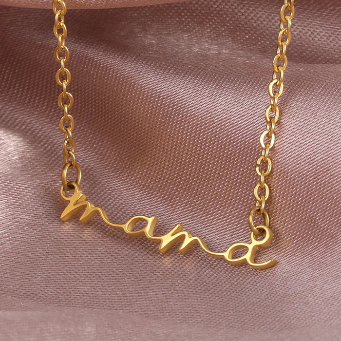 Dainty Cursive Mama Necklace