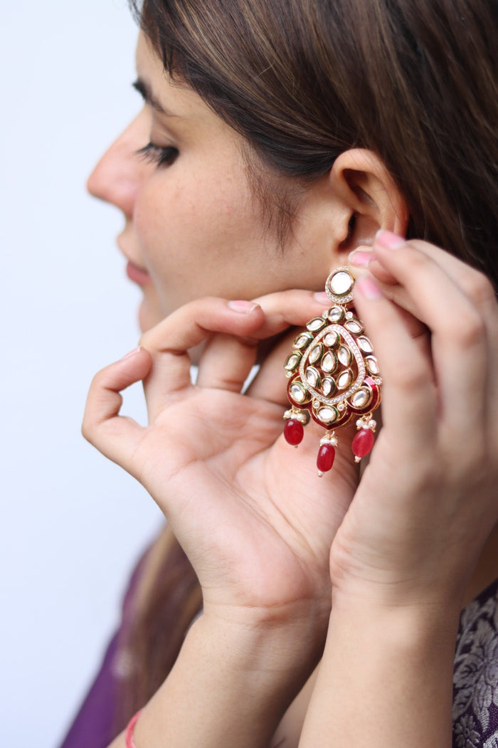 Daivya Gold Plated Kundan Jhumka Earrings