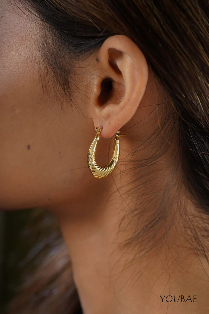Daphne Hoops, Anti-Tarnish Steel Earrings