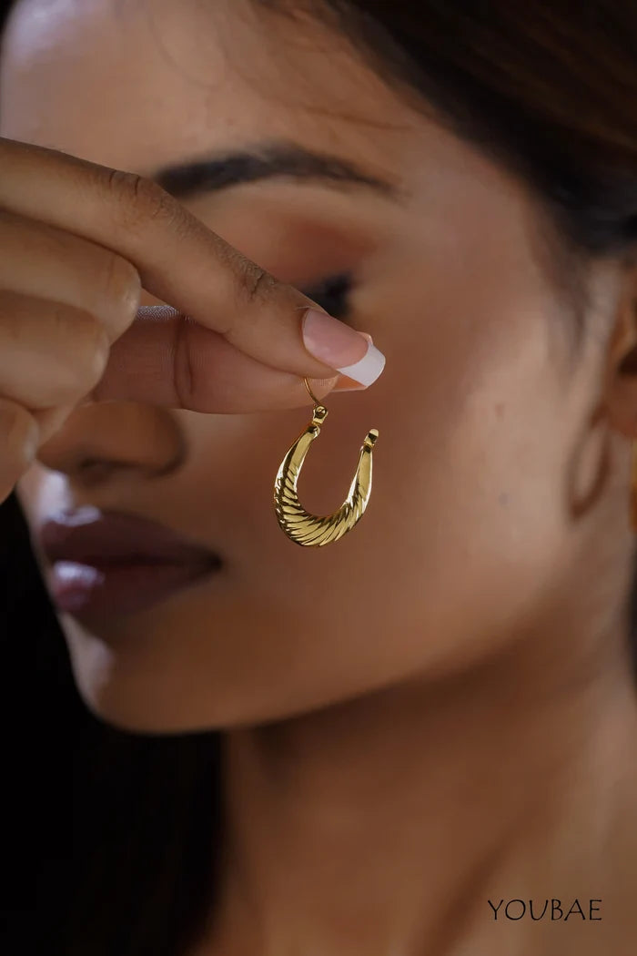 Daphne Hoops, Anti-Tarnish Steel Earrings