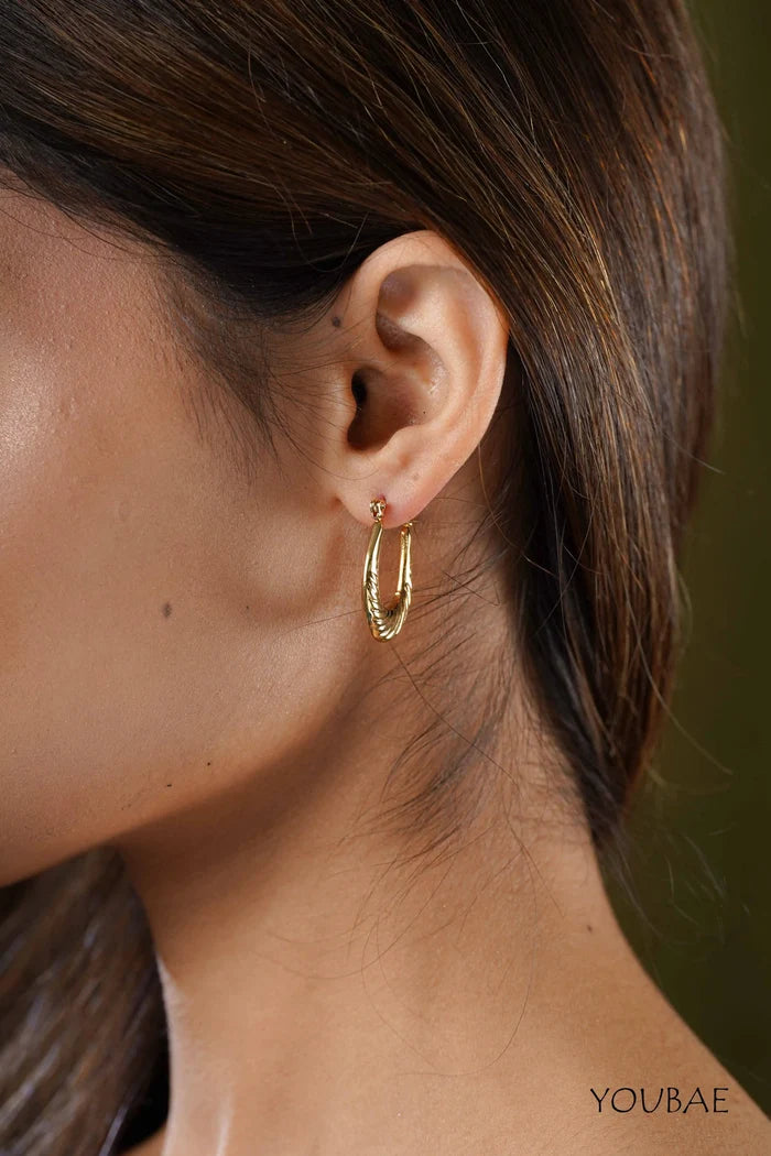 Daphne Hoops, Anti-Tarnish Steel Earrings