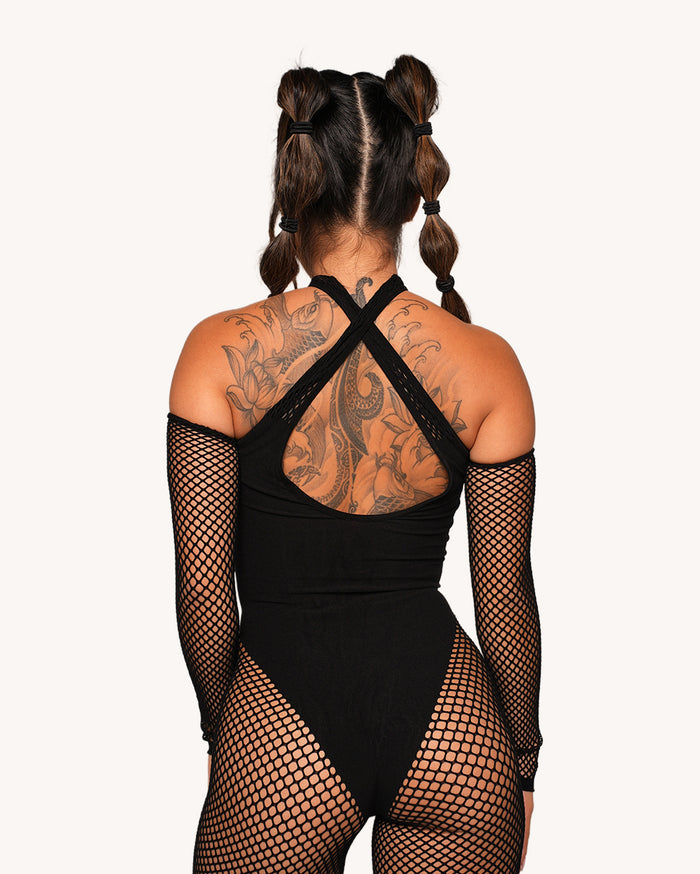 Dark Circuit Fishnet Jumpsuit Set