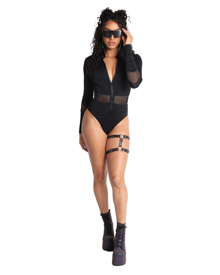 Dark Meets Light Rainbow Reflective Bodysuit-Black-Full--Courtney---S