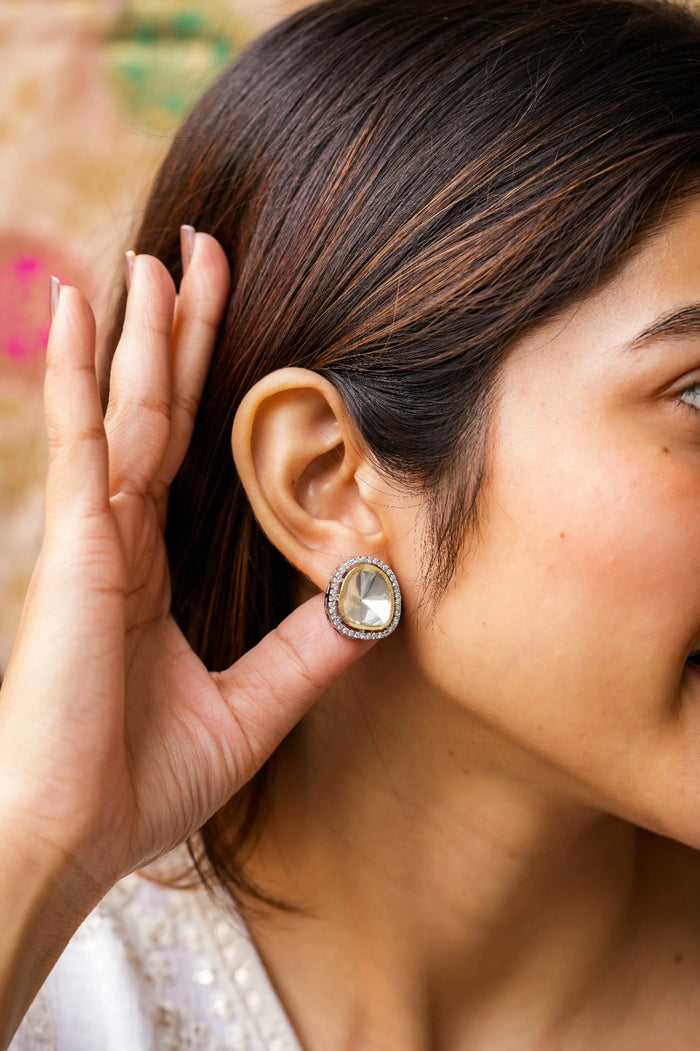 Deevasha Kundan Gold Plated Fusion Studs