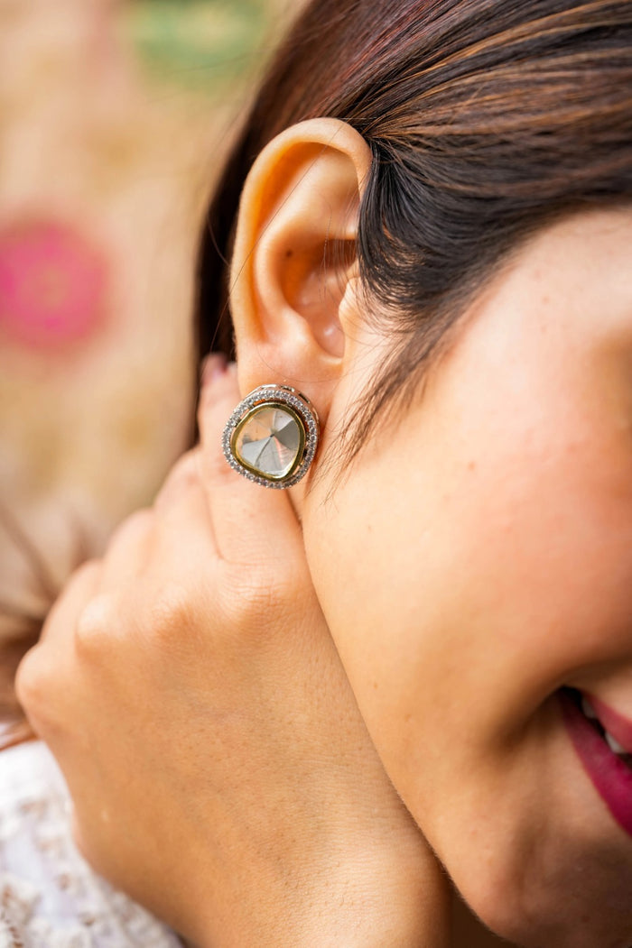 Deevasha Kundan Gold Plated Fusion Studs