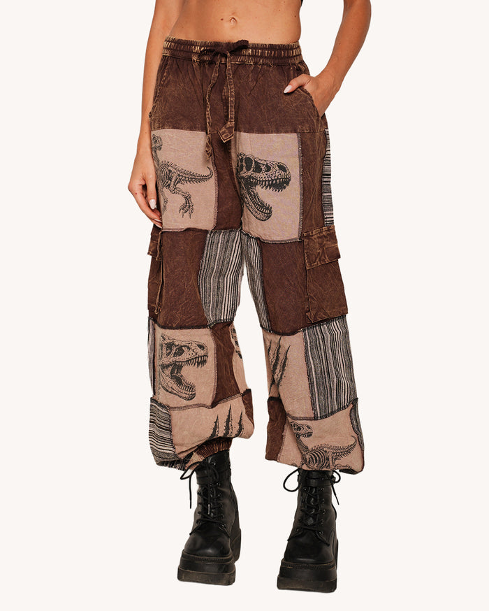 Dino Patch Cargo Wide Leg Pants