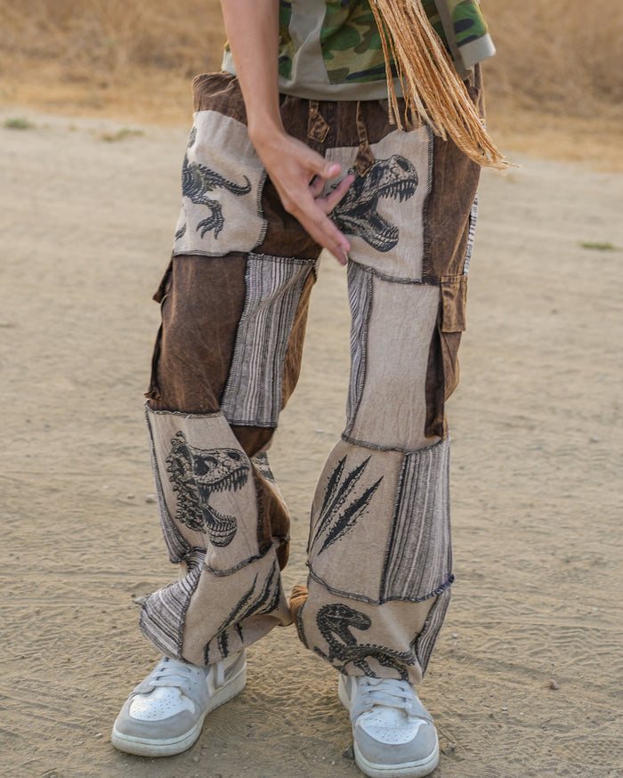 Dino Patch Cargo Wide Leg Pants