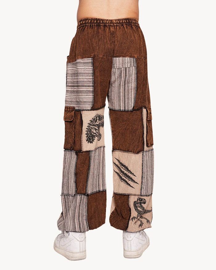 Dino Patch Cargo Wide Leg Pants-Men