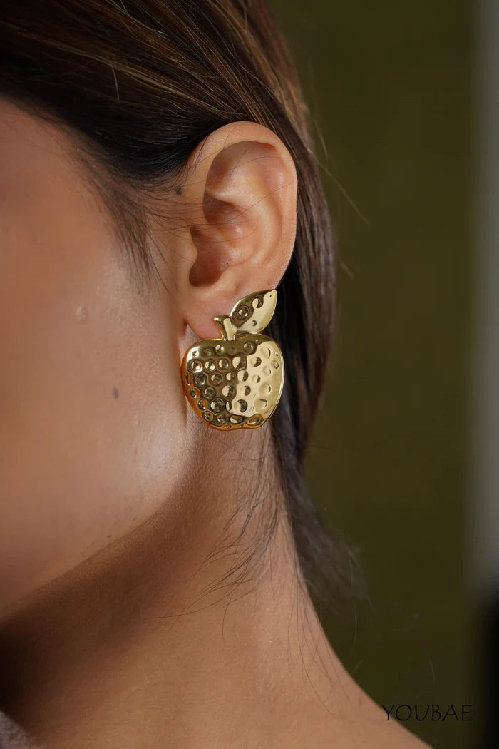Dotted Apple Studs, Anti-Tarnish Steel Earrings