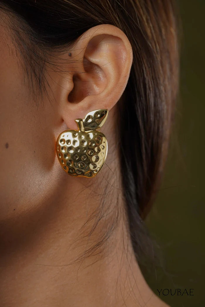 Dotted Apple Studs, Anti-Tarnish Steel Earrings