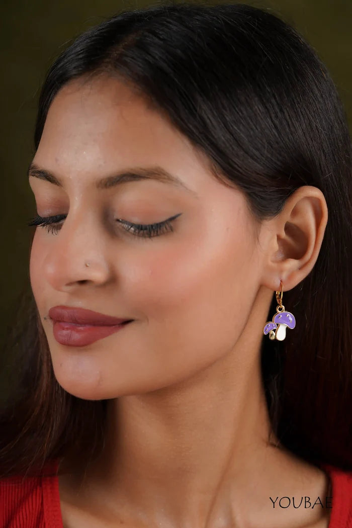 Duo Purple Mushroom Earrings